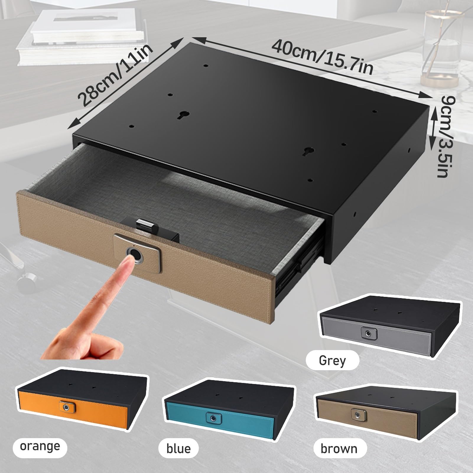 Coffre-fort À Tiroir En Acier, Coffre-fort À Déverrouillage Par Empreinte Digitale Caché, Petit Coffre-fort Pour La Maison, Coffre-fort Tactile Intelligent, Adapté À La Table De Chevet À La Maison, Bo