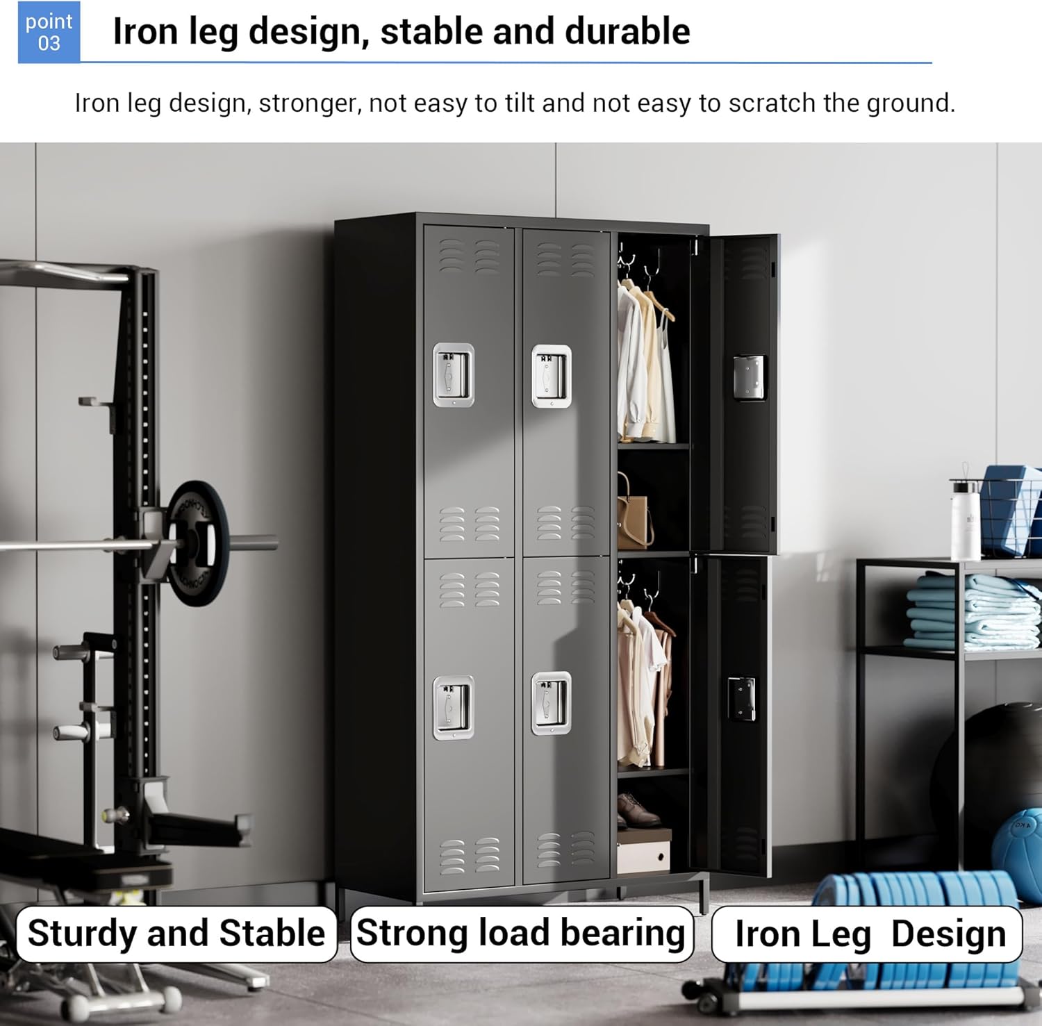 Metal Office Storage Cabinet, 6 Doors, Metal Storage Cabinet for Office and Industrial Use, Employee Organization Solution, Perfect for Homes, Workplaces, Gyms, and Educational Facilities