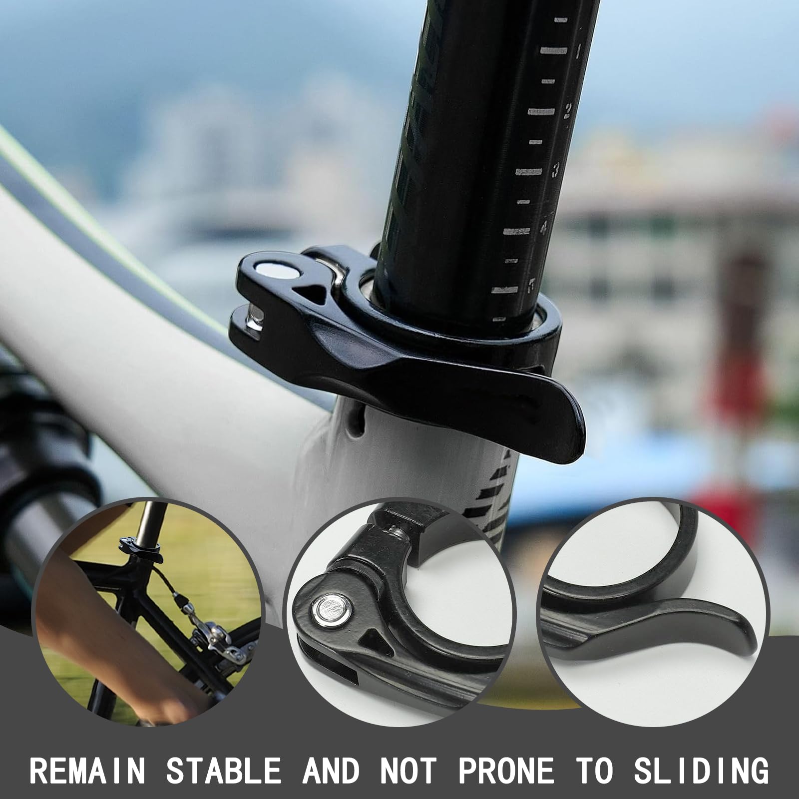 2 Pezzi Collarino Reggisella 31,8 mm Alluminio, Fissaggio Robusto, Facile Installazione, Morsetto per Cavi per Mountain Bike e Sella Bici da Corsa - Nero