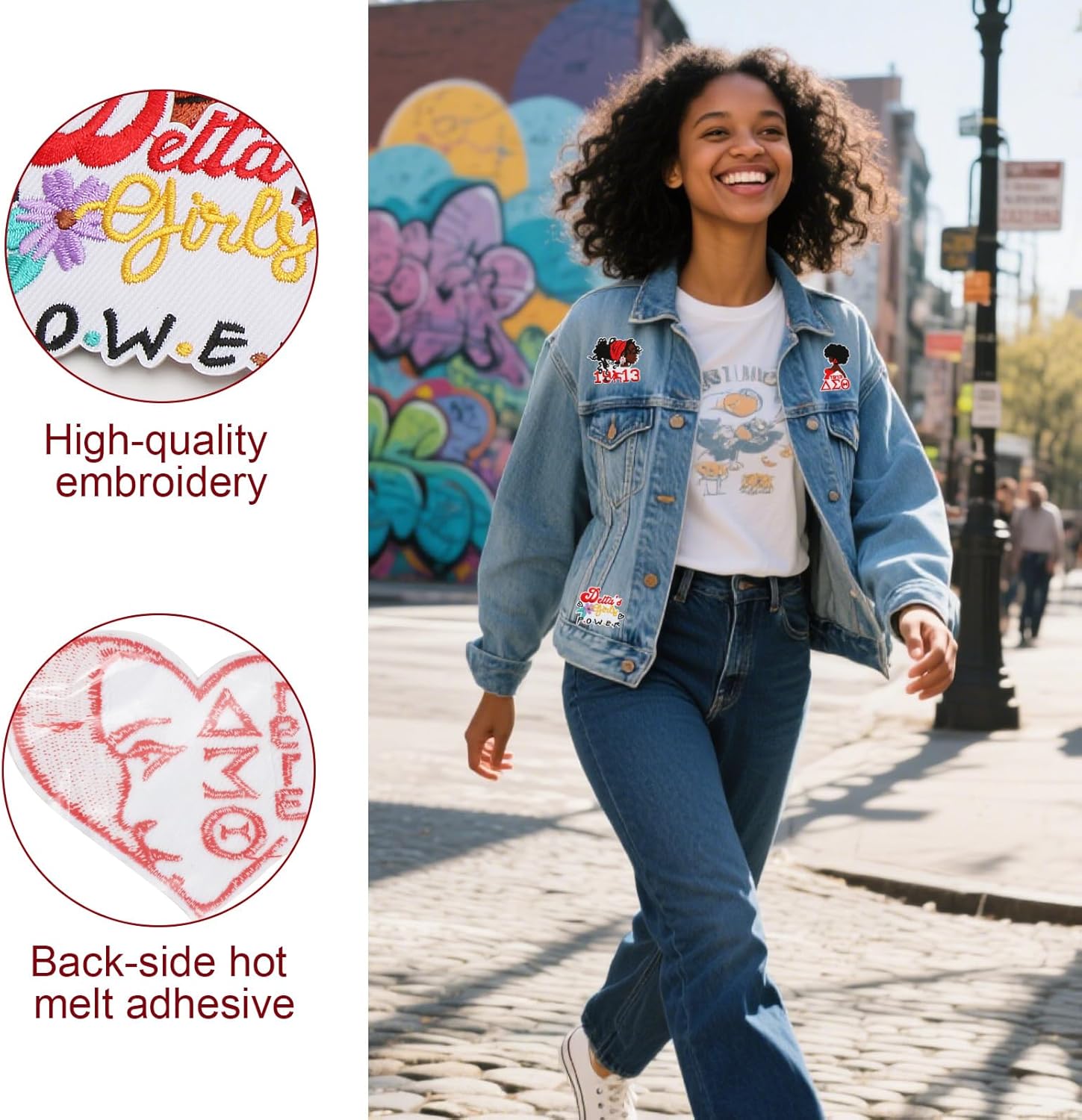 24 Pcs Delta Sigma Theta Embroidered Iron On Patches, 1913 Legacy Elephant Shield Motifs Bulk for Jackets Hats Backpacks Sisterhood Gifts - Image 3