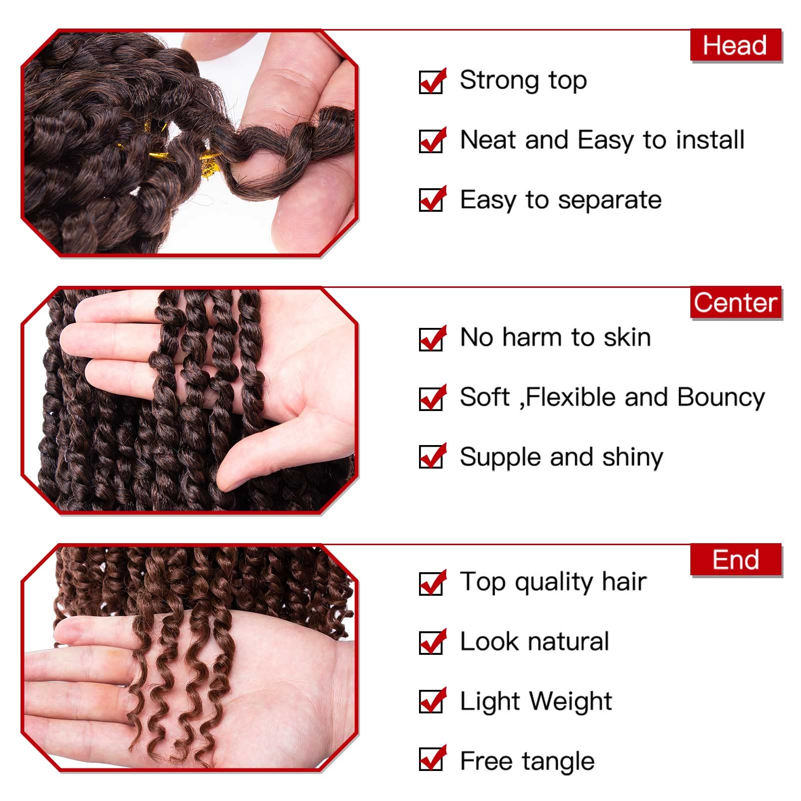 Xtrend 14 pouces ombre Présided Passion Twist Cair 8packs 12 mèches/pack Bohemian pré-boucle synthétique Hair Natural Crochet Passion Twist Hair for Black Femmes (T30#)