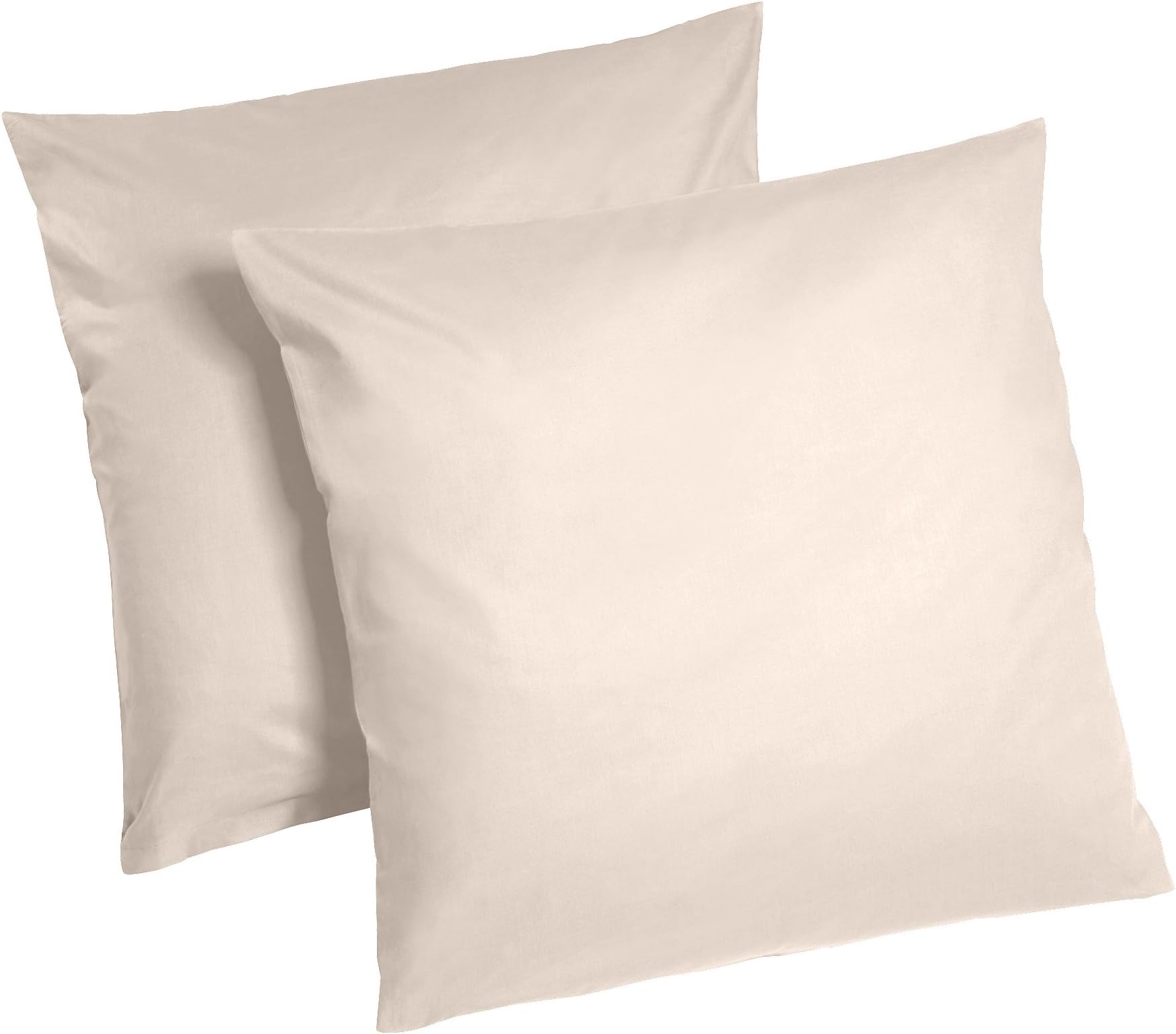 Renforcé Pillow Cases 100% Cotton Set of 2, 100 % Cotton COTTON, ecru, 80 x 80 cm