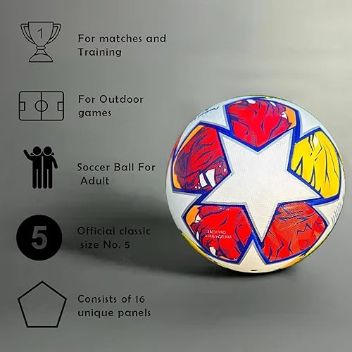 Miniatura 5 de Balón de fútbol de la Champion, talla 5 Londres - Réplica de partido profesional, diseñado para entrenar, jugar, exhibir y entusiastas del fútbol.