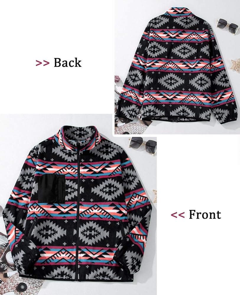Amazon.com: SELINK Fleece Jacket Women Full Zip Western Aztec