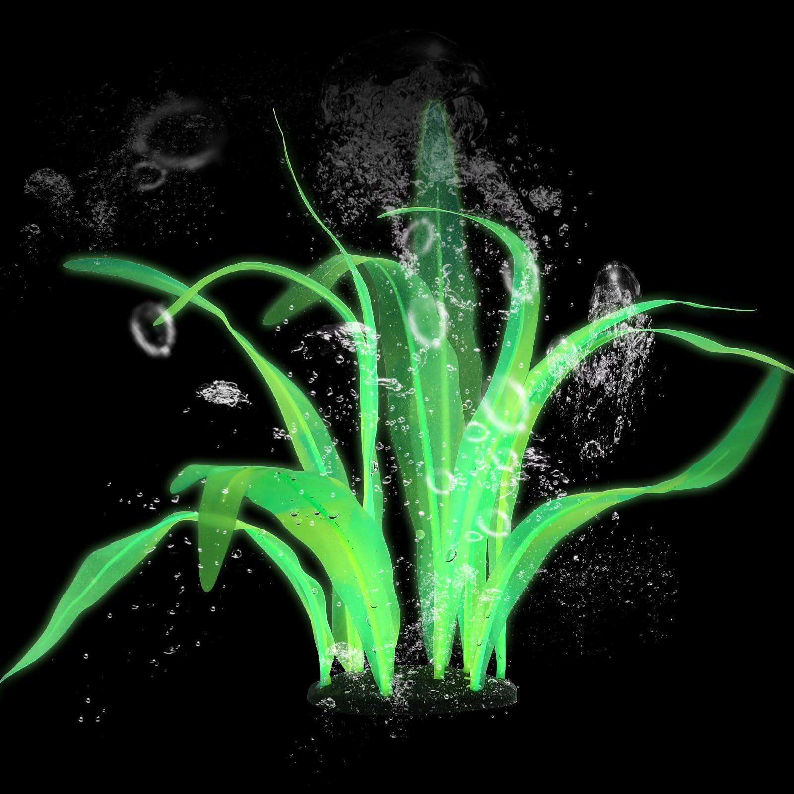 Fish Tank Decoration Plants, Artificial Aquarium Plants, Simulation Silk Aquarium Plants, Artificial Water Grass, 7 Inch Tall Floating Glowing Plants for Aquarium Tank Decoration, Green