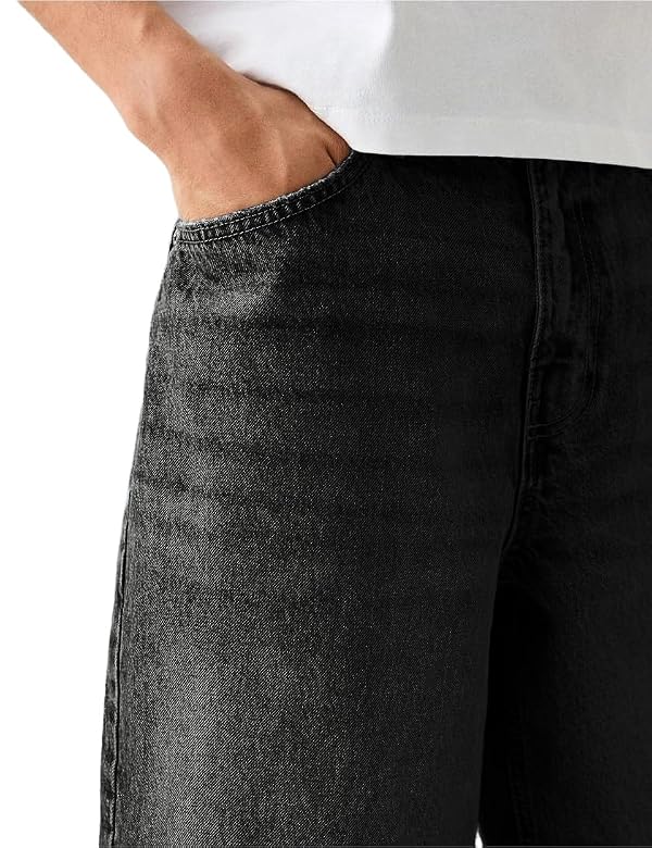 Black Baggy Jean Shorts Men Casual Loose Fit Hip Hop Skater Streetwear Denim Shorts (Black, 44) by Kinghua - Image 5