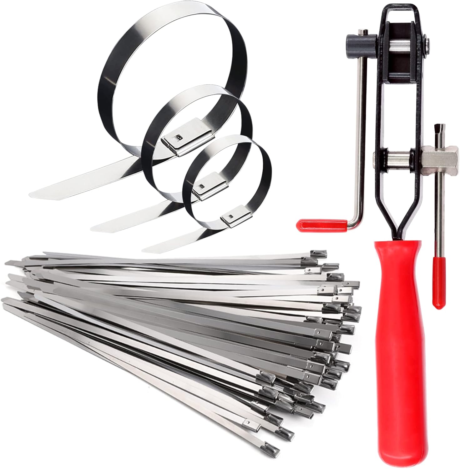 Keadic 37Pcs Automotive CV Boot Clamp Pliers with Ear Joint Banding Clamps, 304 Stainless Steel CV Joint Boot Clamps Band Hose Car Axle Pliers Tool for Most Cars