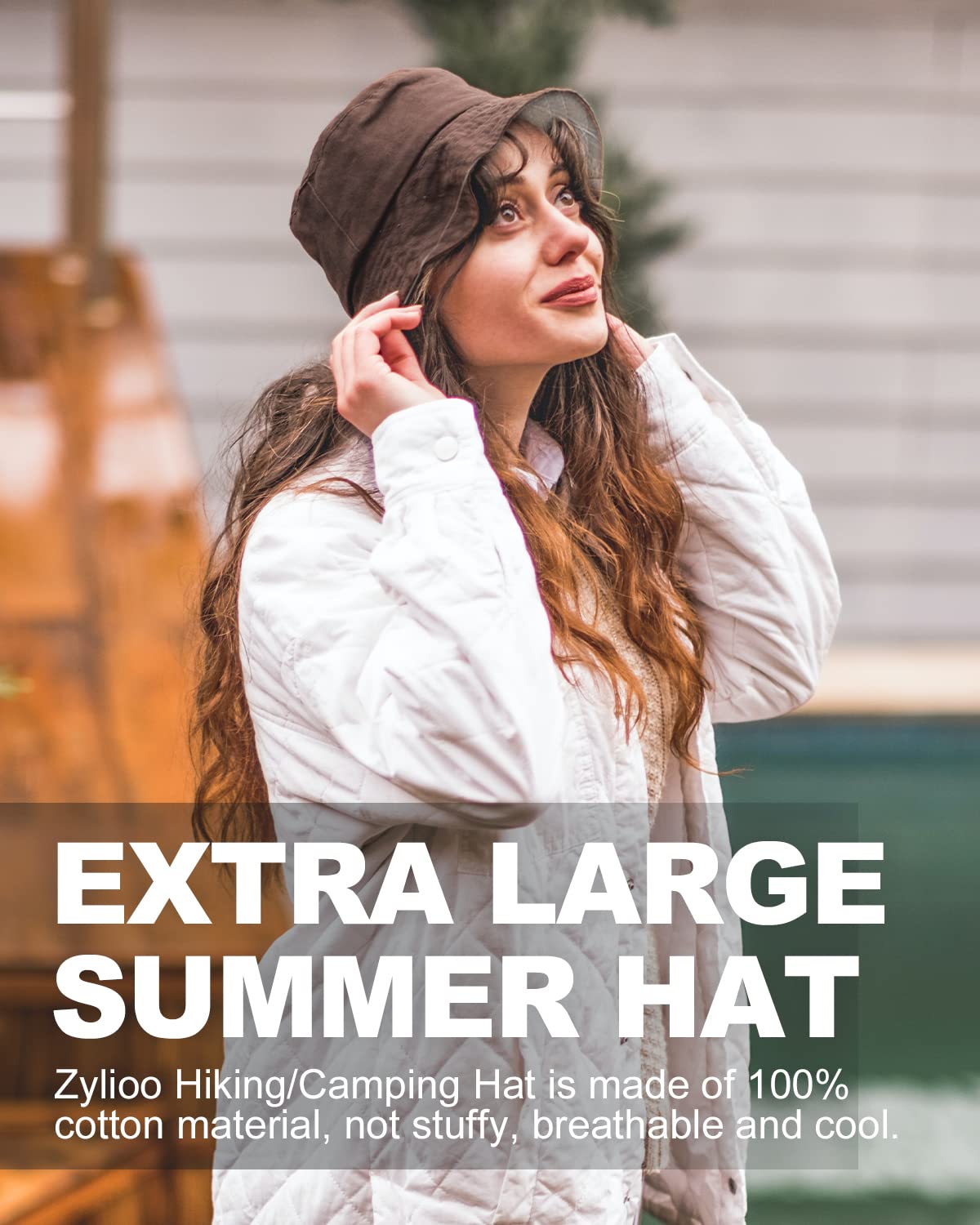 Feng Shui， Sombreros para el Sol L/XL/XX-Large,Sombreros de Pesca Reversibles Grandes,Sombrero de Pescador con protección UV de Doble Cara para Golf, Senderismo al Aire Libre