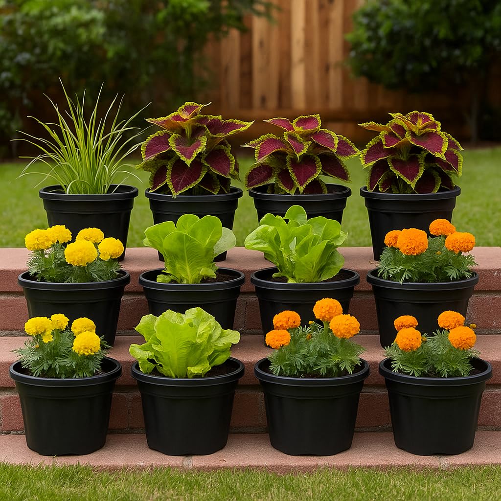 UGAOO Black Plant Pots - Set of 3 (14 Inch) -10 UGAOO Black Plant Pots - Set of 3 (14 Inch) -10