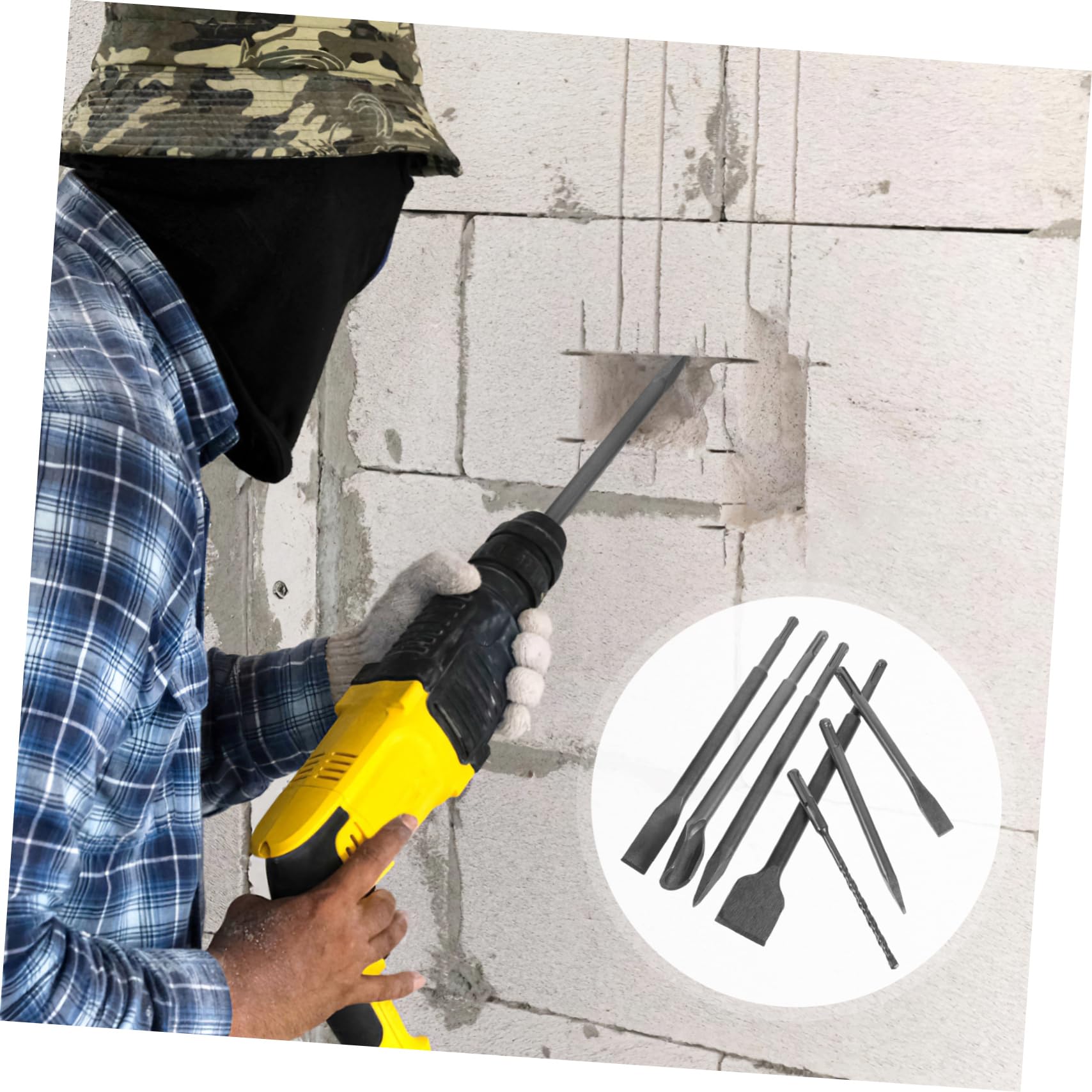 Set di Scalpelli a Percussione con Manico Tondo e Due Cave | Custodia, Acciaio 40 Chrome, Profilo a U e Design Multifunzione per Lavori Mobili e Riparazioni Domestiche