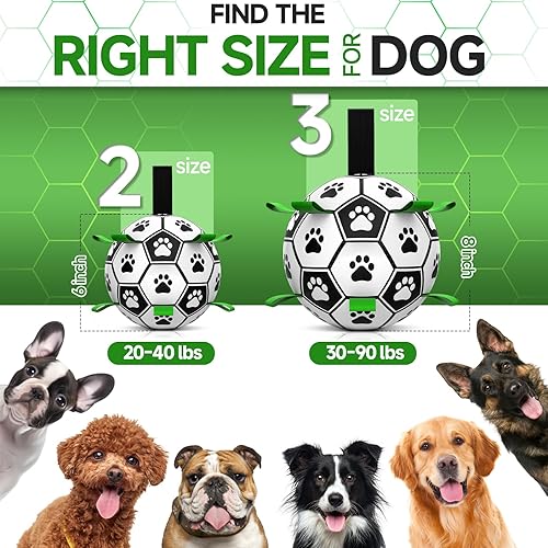 Miniatura 4 de QDAN - Pelota de fútbol con correas para perros, juguetes interactivos, regalos de cumpleaños para cachorros, juguete de forcejeo y agua, pelotas
