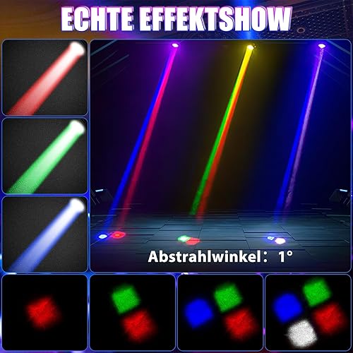 Vista 10 de U`King luz de LED con cabezal móvil, haz de luz RGBW con DMX para iluminación de escenario, fiesta, discoteca, espectáculo de DJ., Negro