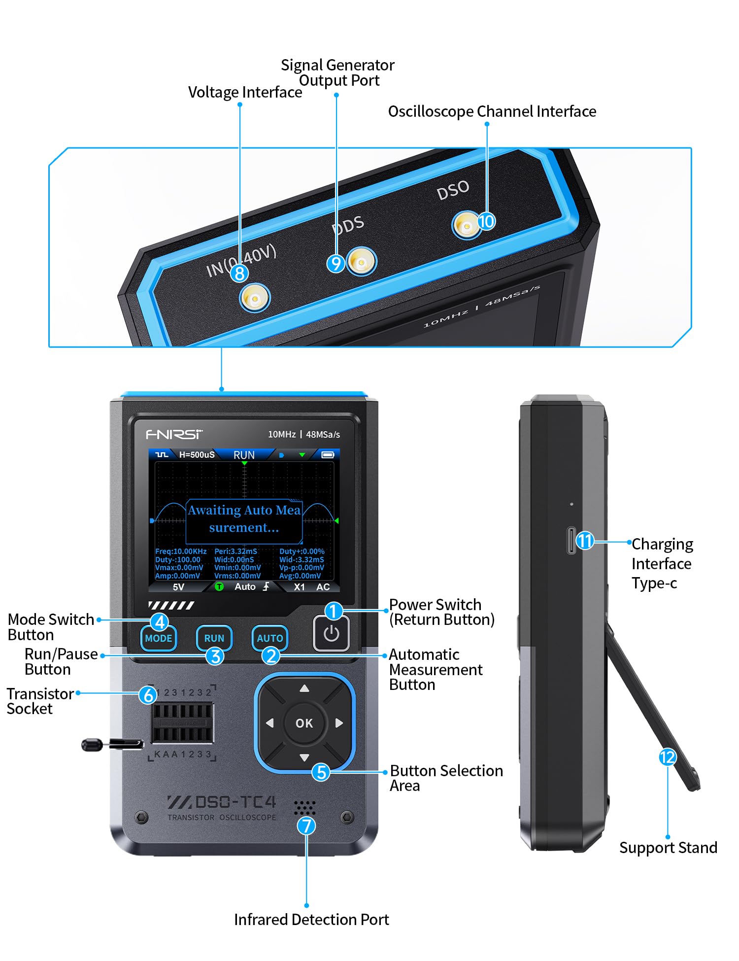 FNIRSI DSO-TC4: 3-in-1 Oscilloscope & Tester -8
