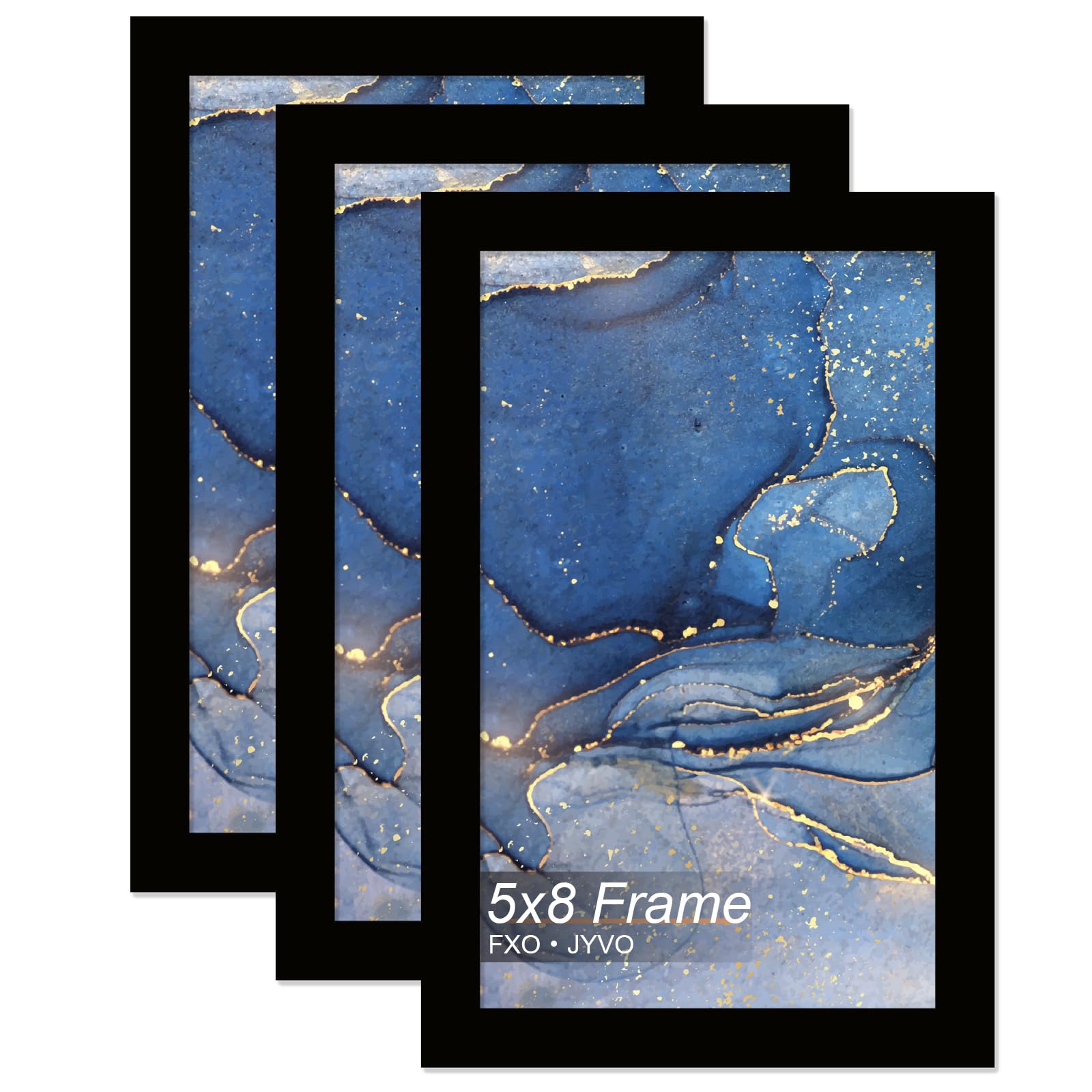 Fxojyvo 5x8 Picture Frame Set of 3, Black Frame for 5 x 8 Inch Picture Poster Photo, Light Weight and High Transparent 5 by 8 Frame for Wall - 3 Pack/Black/5"x8" — image 1