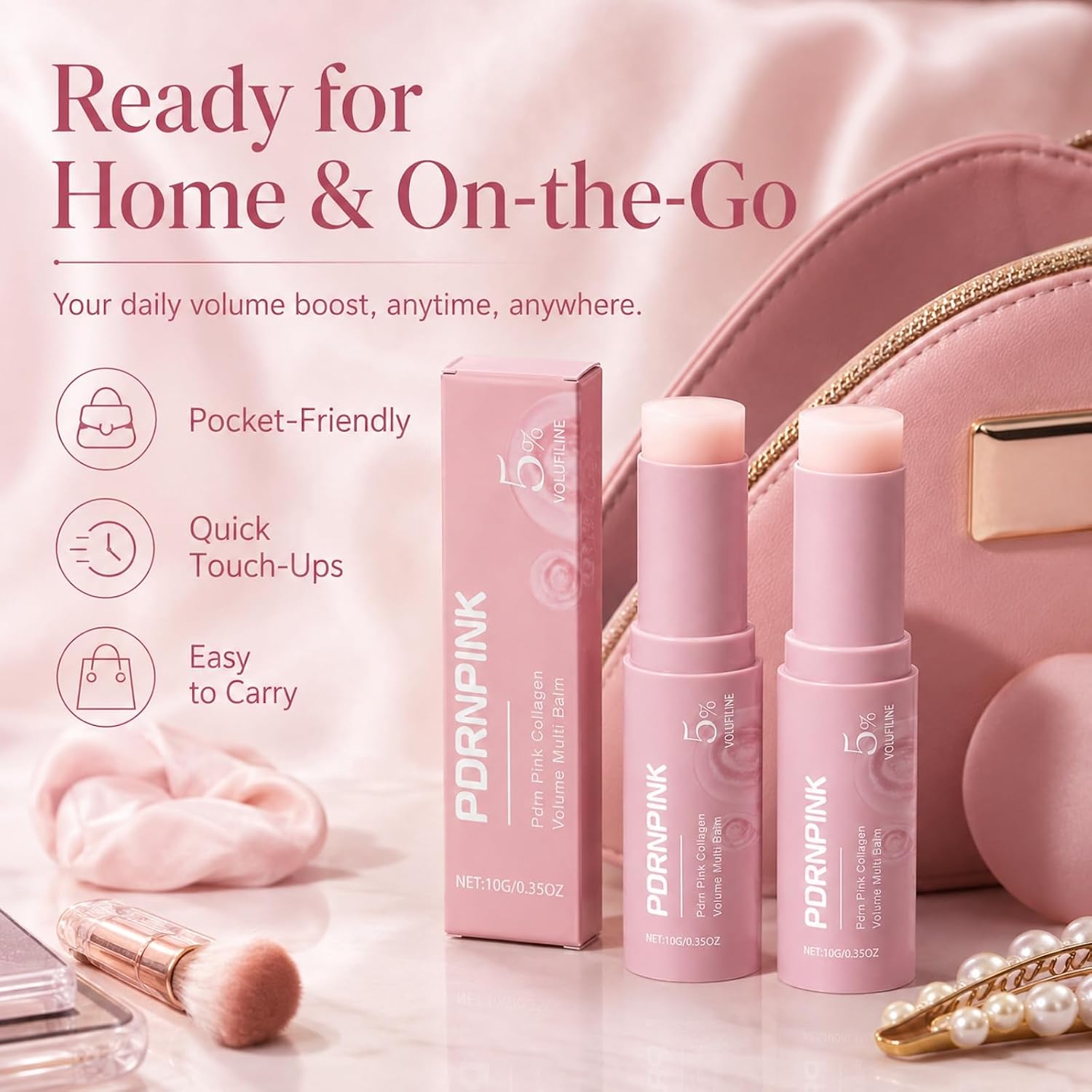 PDRN Pink Collagen Volume Multi Balm, Volufiline Face & Body Stick, 2 Pack