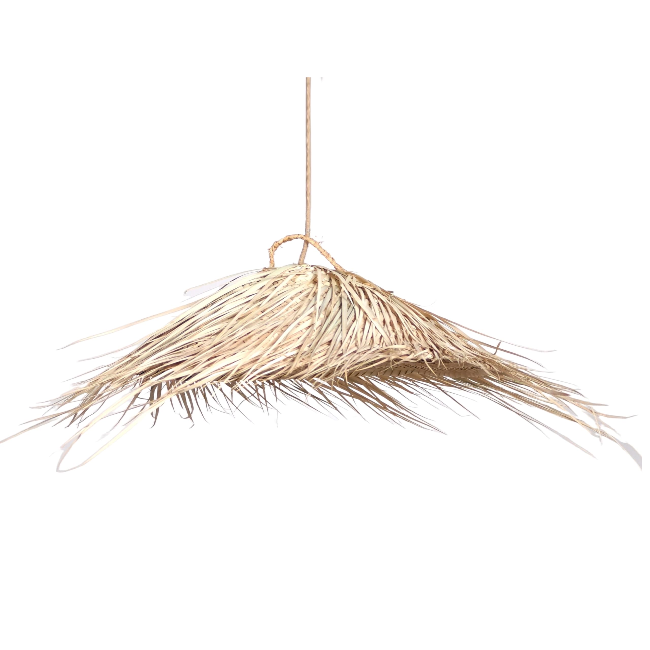 Suspension Luminaire en Paille, Abat jour Suspension Parasol naturel, Fait Main (Taille S Ø60cm)