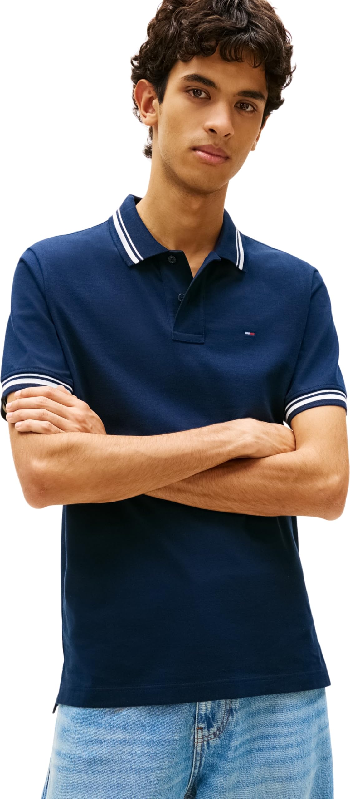 Tommy Jeans Uomo Maglietta Polo Tipped Regular Fit, Blu (Dark Blue), M