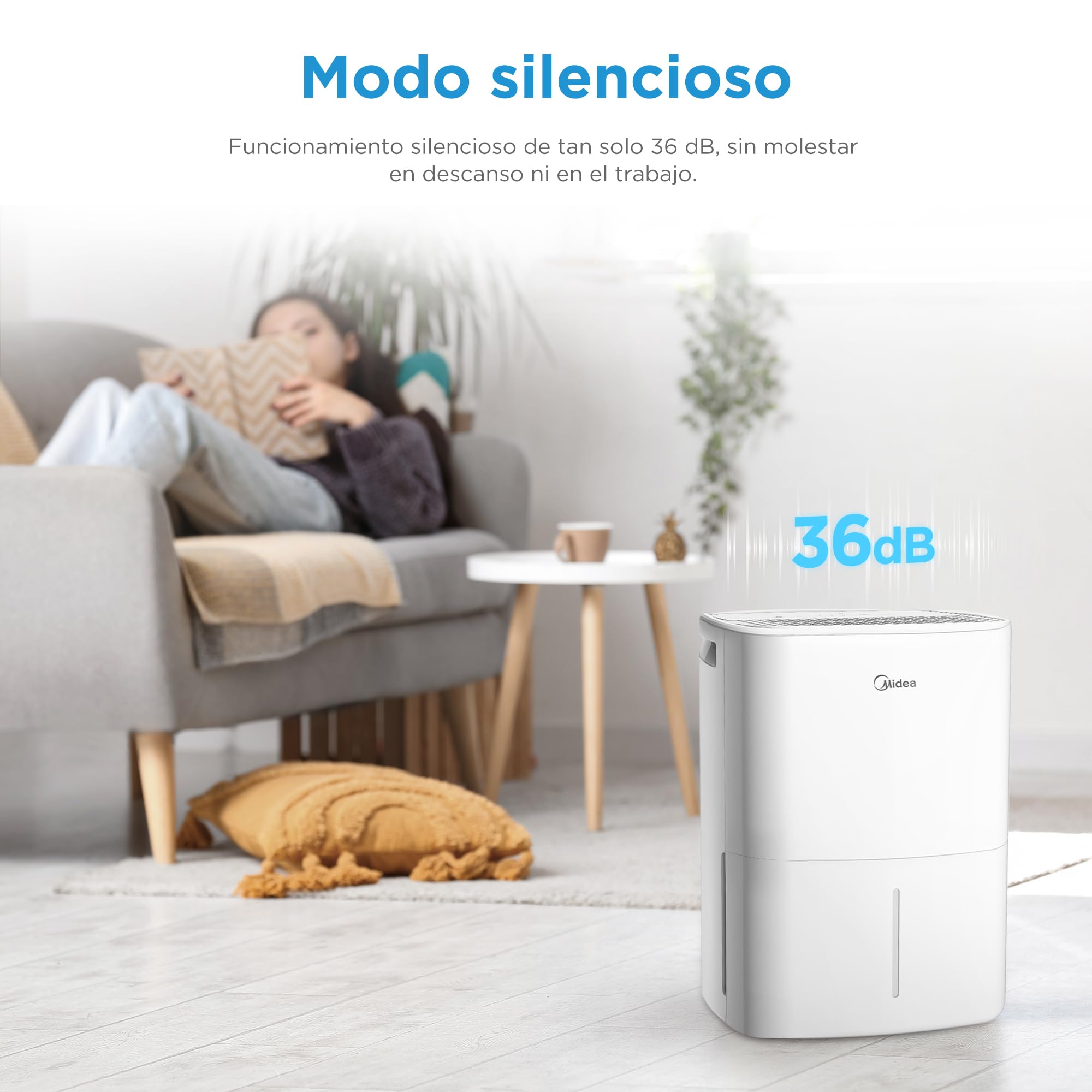MIDEA Deshumidificador de Humedad Silencioso 12L con App Control hasta 35 m2 - Deshumificadores para Humedades en Habitación con Depósito Extraible - Deshumificador Electrico Pequeño Bajo Consumo