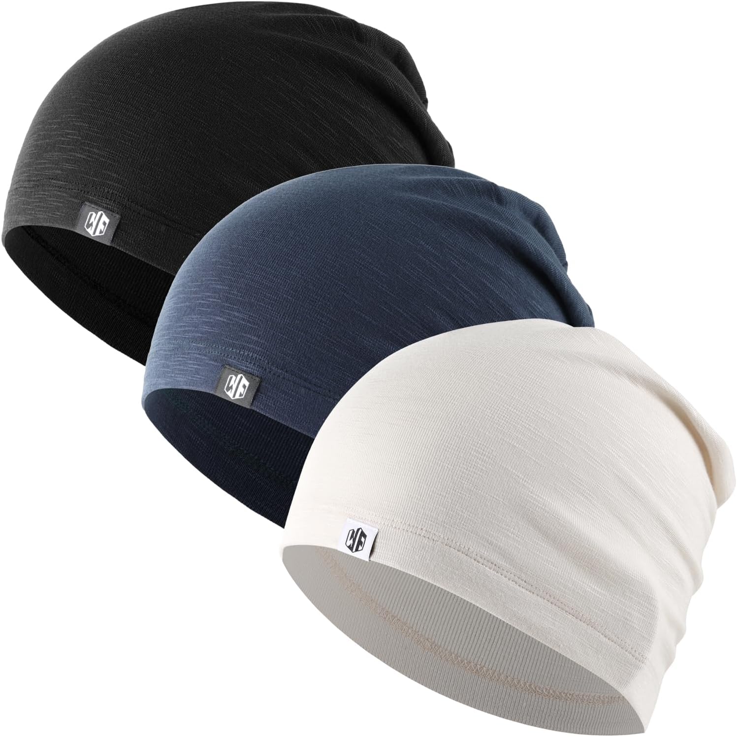 WTACTFUL 3-Pack Slouchy Beanies for Men & Women - Ultra-Soft Breathable Viscose Skull Caps for All-Day Comfort