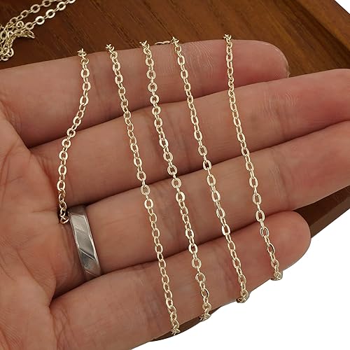 Miniatura 9 de Cadena de cable rellena de oro de 14 quilates de 6 pies para fabricación de joyas personalizadas, cadena de cable a granel sin terminar (0.039 in)