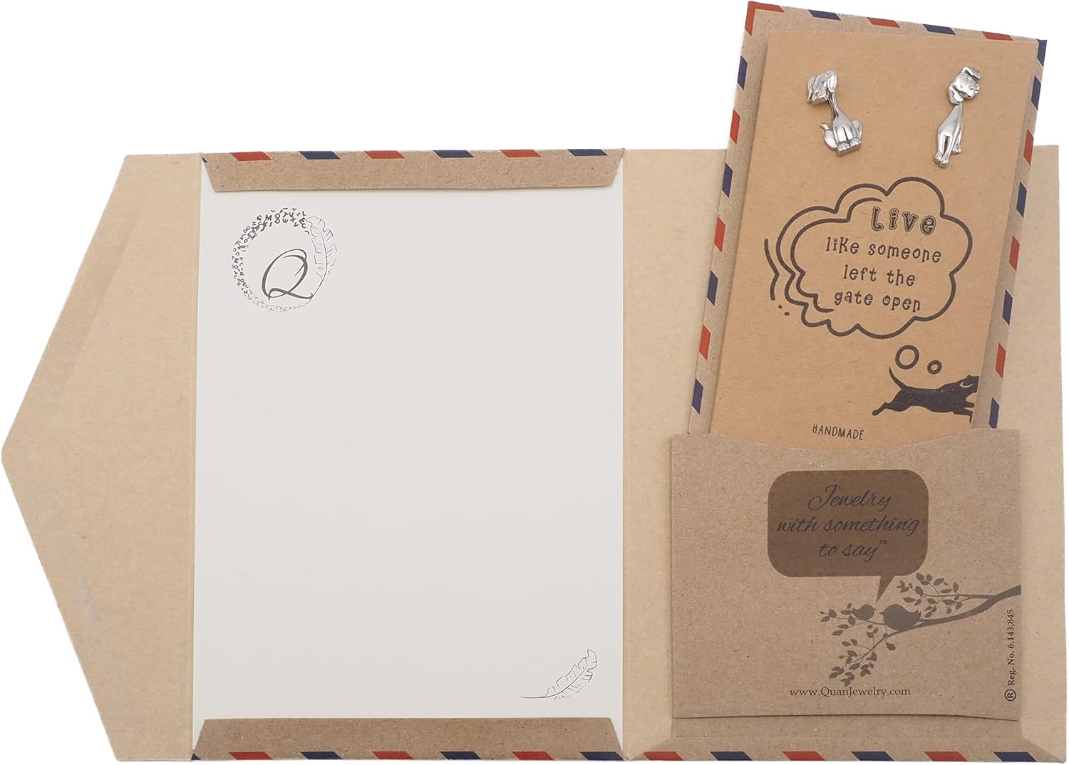 Quan Jewelry Dog Earrings, Gifts for Dog Puppy Owners Lovers with Greeting Card - Handcrafted (Limited)