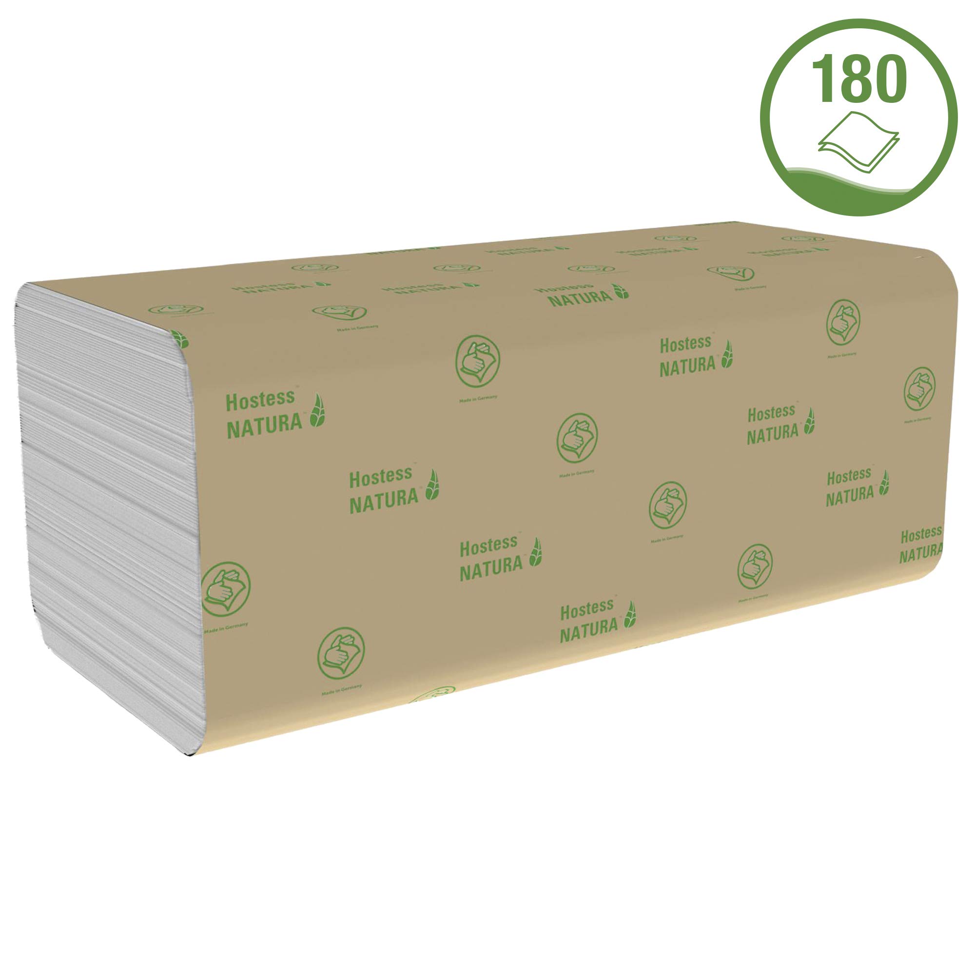 Hostess Natura Toallas Secamanos 6811, Interplegadas, 2 Capas, Absorbentes y Resistentes, 20 Paquetes x 180 Toallas de Papel Blancas (3.600 total)