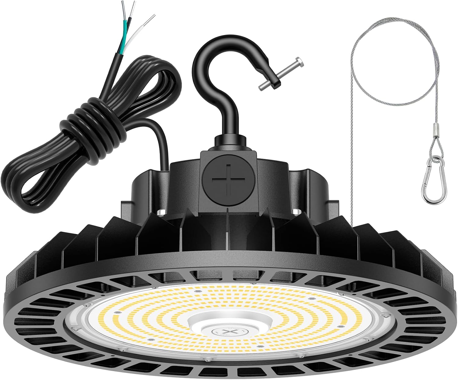 480V LED High Bay Light 150W 120W 90W Adjustable, 22500LM ETL Listed UFO Shop Light, 0-10V Dimmable, IP65 Waterproof, AC277-480V High Bay for Warehouse Factory