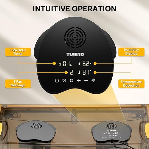 Miniatura 12 de TURBRO 55L Pet Incubator, Precision Temperature Control for Puppy & Kitten Care, with Adjustable Fan Speed, Multifunctional LED Panel, Respiratory