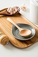 Vista 5 de LAUCHUH Soporte de cuchara de cerámica para la parte superior de la estufa, soporte para cuchara grande, soporte para cuchara para encimera de Gris