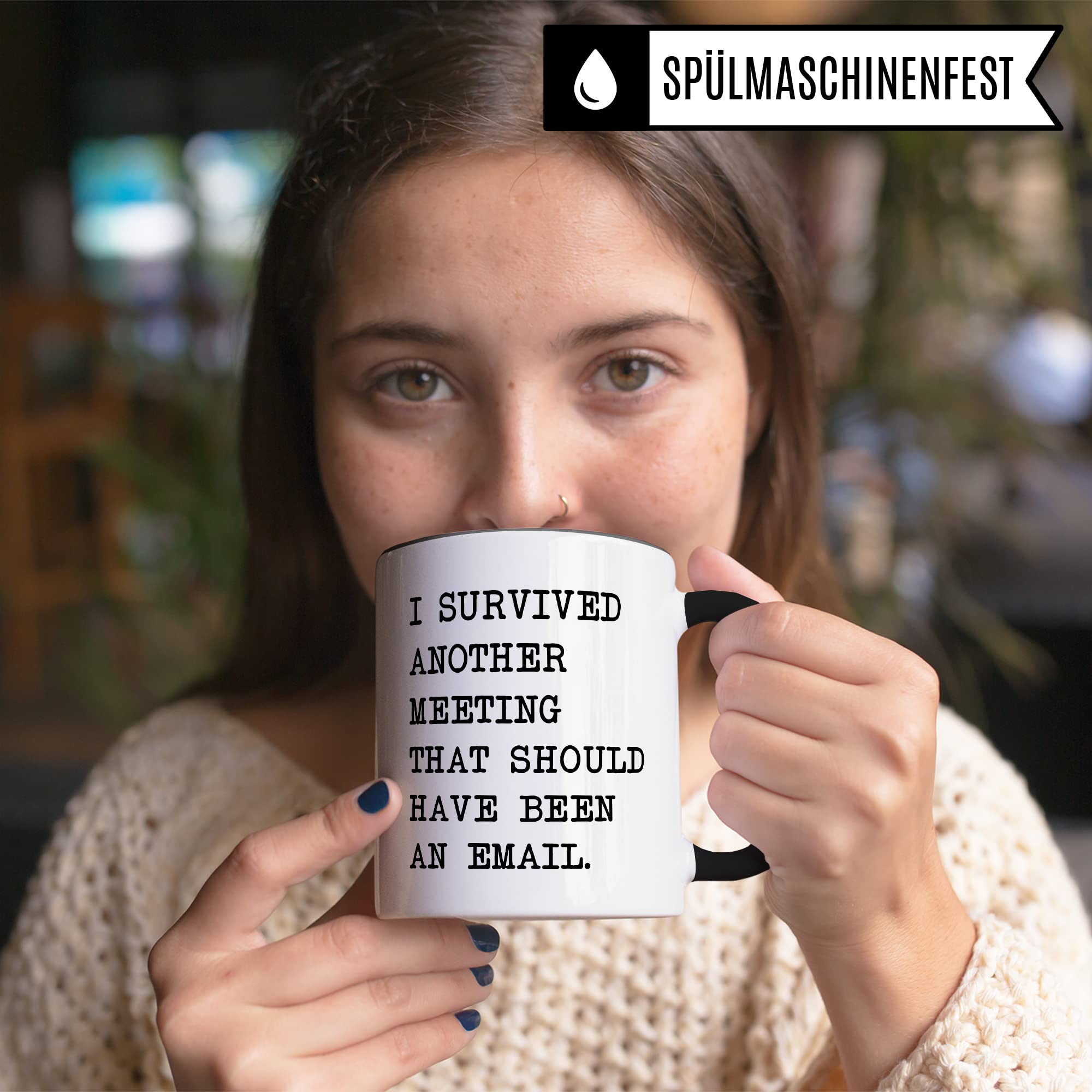 Taza De Café Con Texto En Inglés "I Survived Another Meeting That Should Have Been An Email", Taza De Té Divertida De 325 Ml, Regalo Para Mujeres, Compañeras De Trabajo, Cerámica, Color