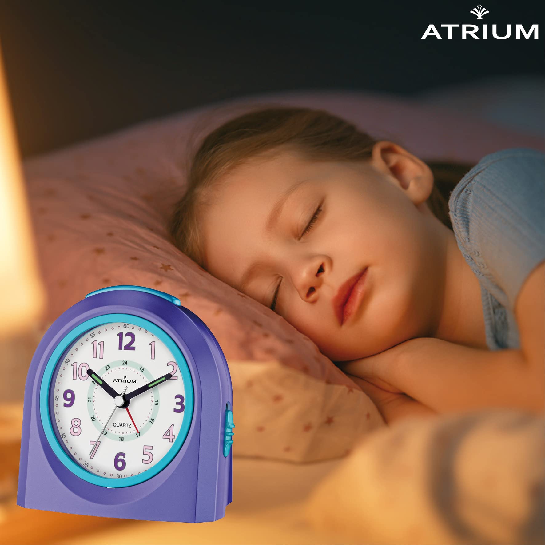 Atrium Sveglia Bambini A921-5 - Luci LED, Snooze, Suono Progressivo, Movimento Silenzioso, Blu E Arancione - 5