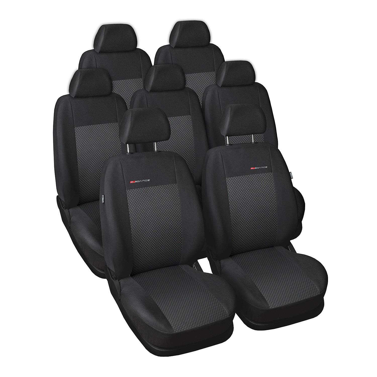 Poliéster 7-Silla Gris Fundas de Asiento para el Coche Cubiertas de Auto Delantero y Trasero Accerios Interiores Protector