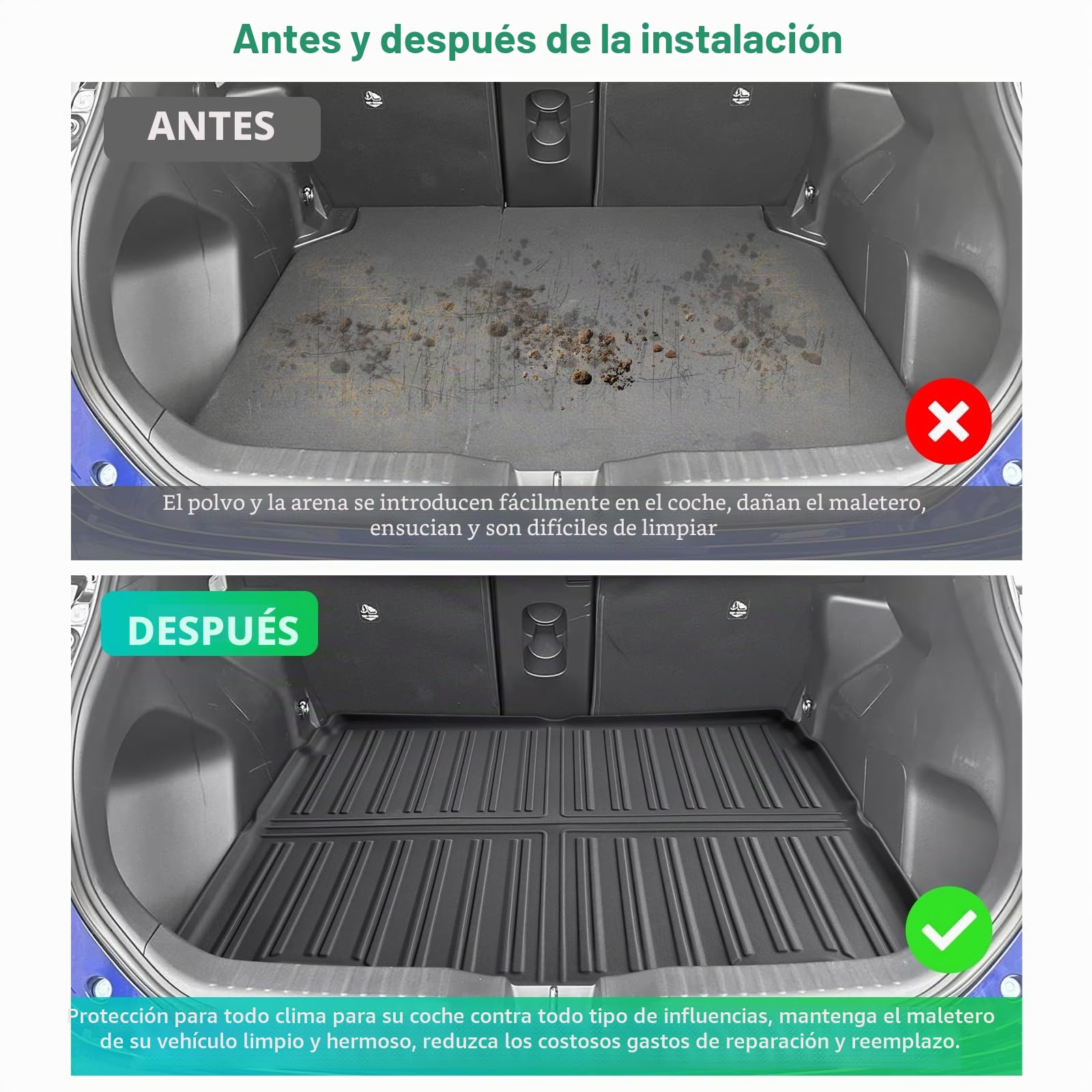 GAFAT Compatible con Toyota Yaris Cross/Hybrid 2021-2026 2027 Alfombrilla para Maletero, Fácil de Plegar, Facelift Yaris Cross Alfombrillas Goma TPE Todo Tipo de Clima Original Escaneo 3D (Superior)