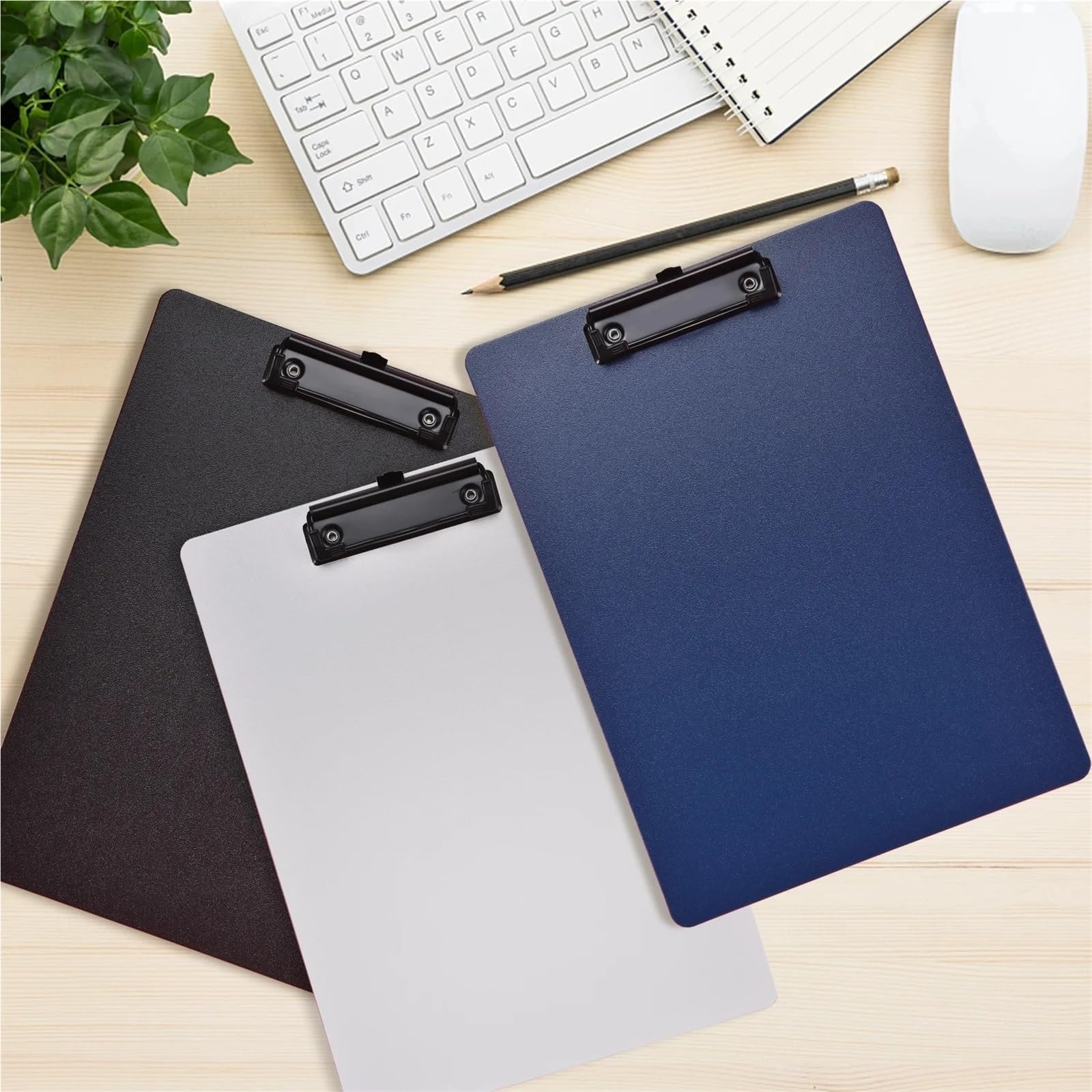 4 pezzi A4 cartella di file appunti blocco note clip for carta prova organizzatore archiviazione materiale scolastico cancelleria for ufficio Per l'ufficio(Black)