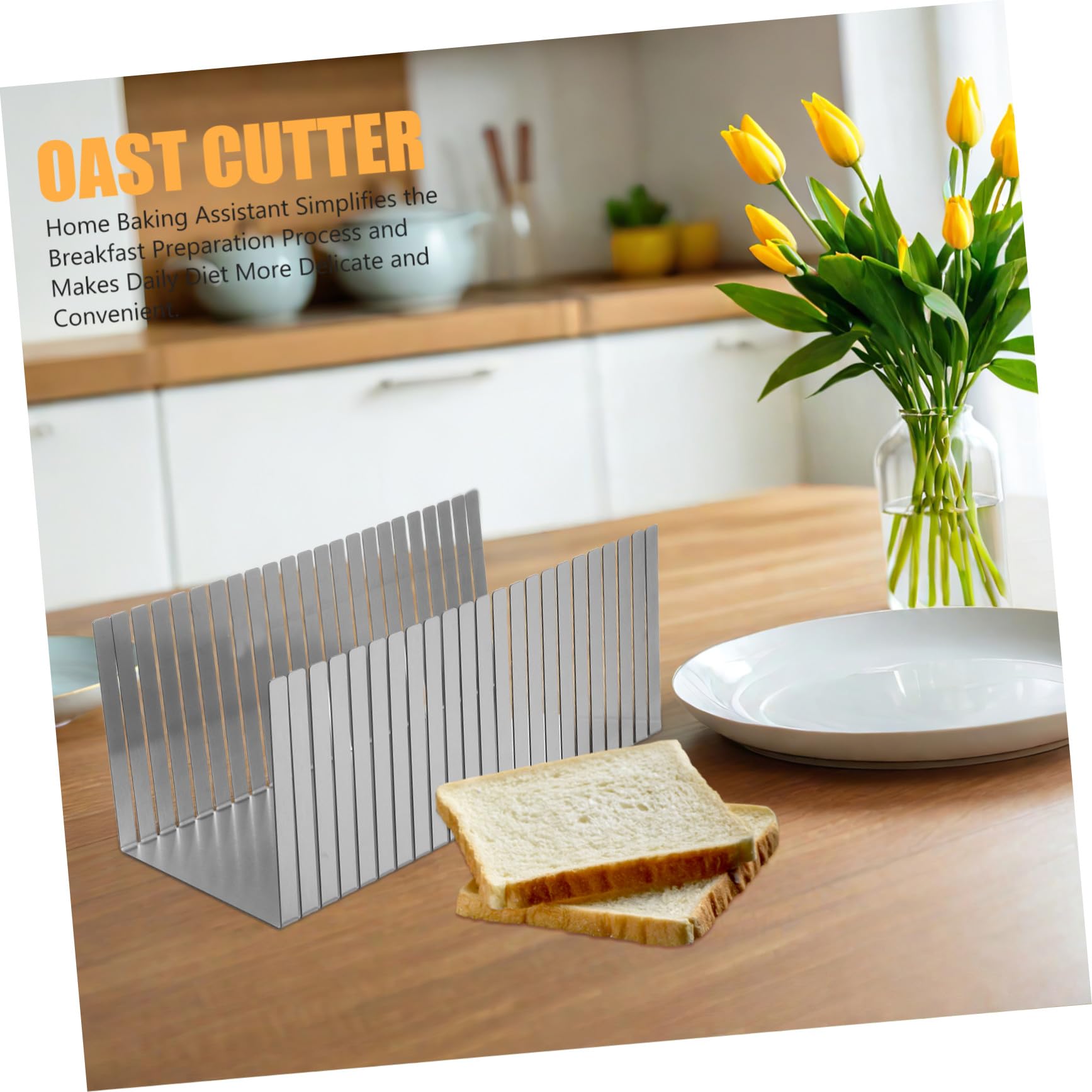 Zerodeko Rebanadora de Pan para Cortar Pasteles Ajustable de Acero Inoxidable con Diseño Compacto y Elegante y en Cocina y Repostería