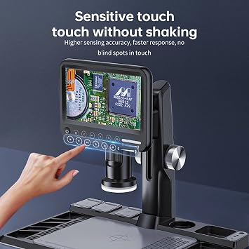 7-inch IPS Touch Screen Electron Microscope, Parfocal Microscope with Screen Electronic Digital High-definition Screen, Digital Microscope for Mobile Maintenance