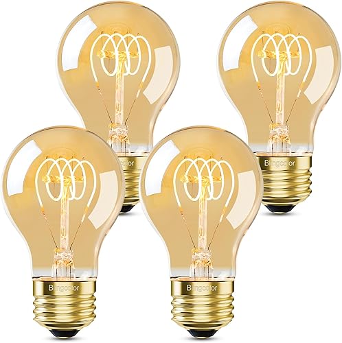 Miniatura 7 de Bombillas LED Edison A19 vintage de 40 vatios, paquete de 4 bombillas regulables A19 4W LED 2200K ámbar cálidas, base E26, 4 W LED igual a 40 W,
