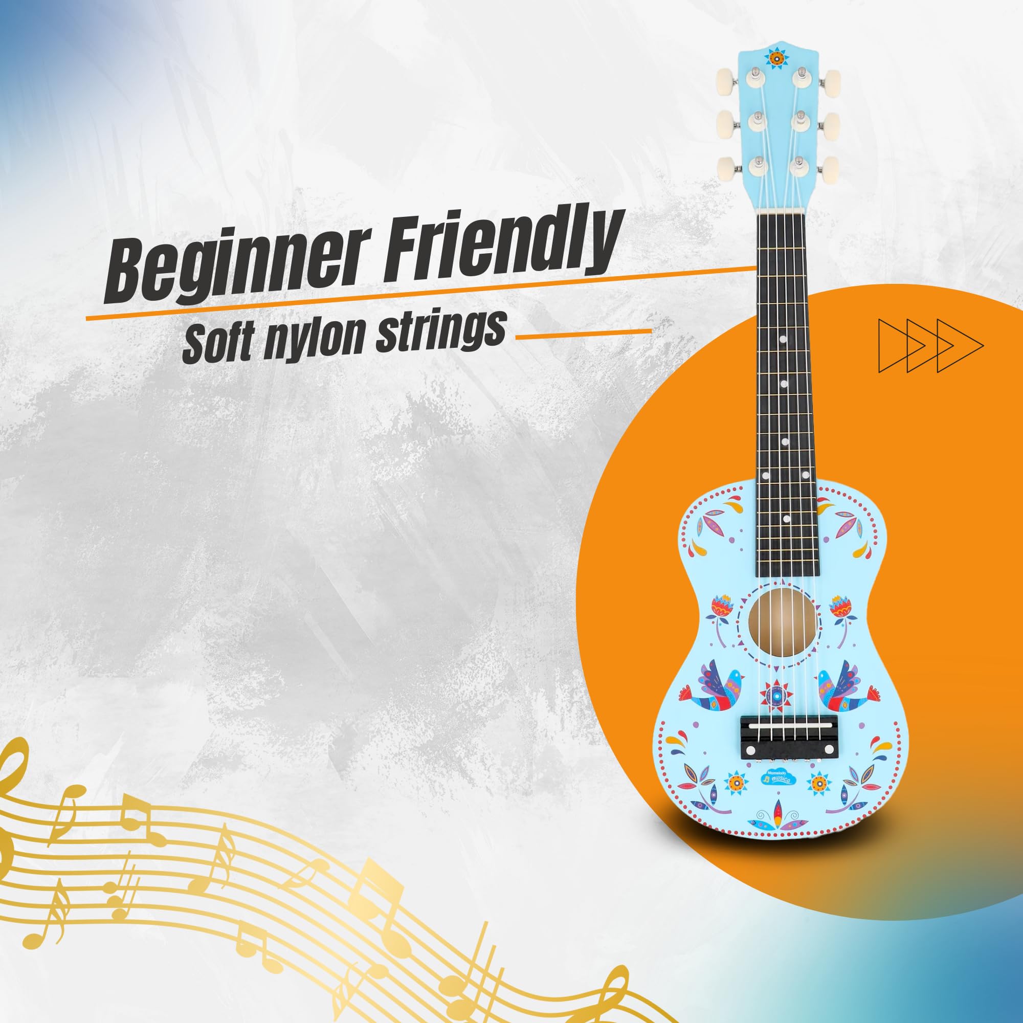 Children’s Blue Wooden Guitar by Marmelada Musica - Mini Guitar for Kids, Toddler Instruments Ages 3-5, Acoustic Instrument for Kids, Beginner Guitars for Kid, Ideal Toy Guitars for Kid Ages 5-9, Blue