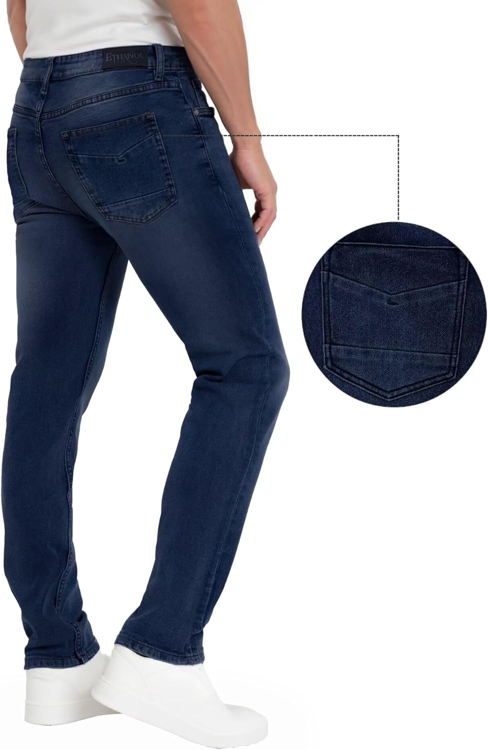 ETHANOL Mens Super Comfy Straight Stretch Knit Jersey Denim Five Pocket Jean - Image 2