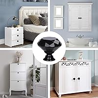 Vista 5 de STMK Paquete de 10 pomos para cajones, tiradores de cristal negro con forma de diamante de 1.18 pulgadas, manijas con tornillos para el hogar