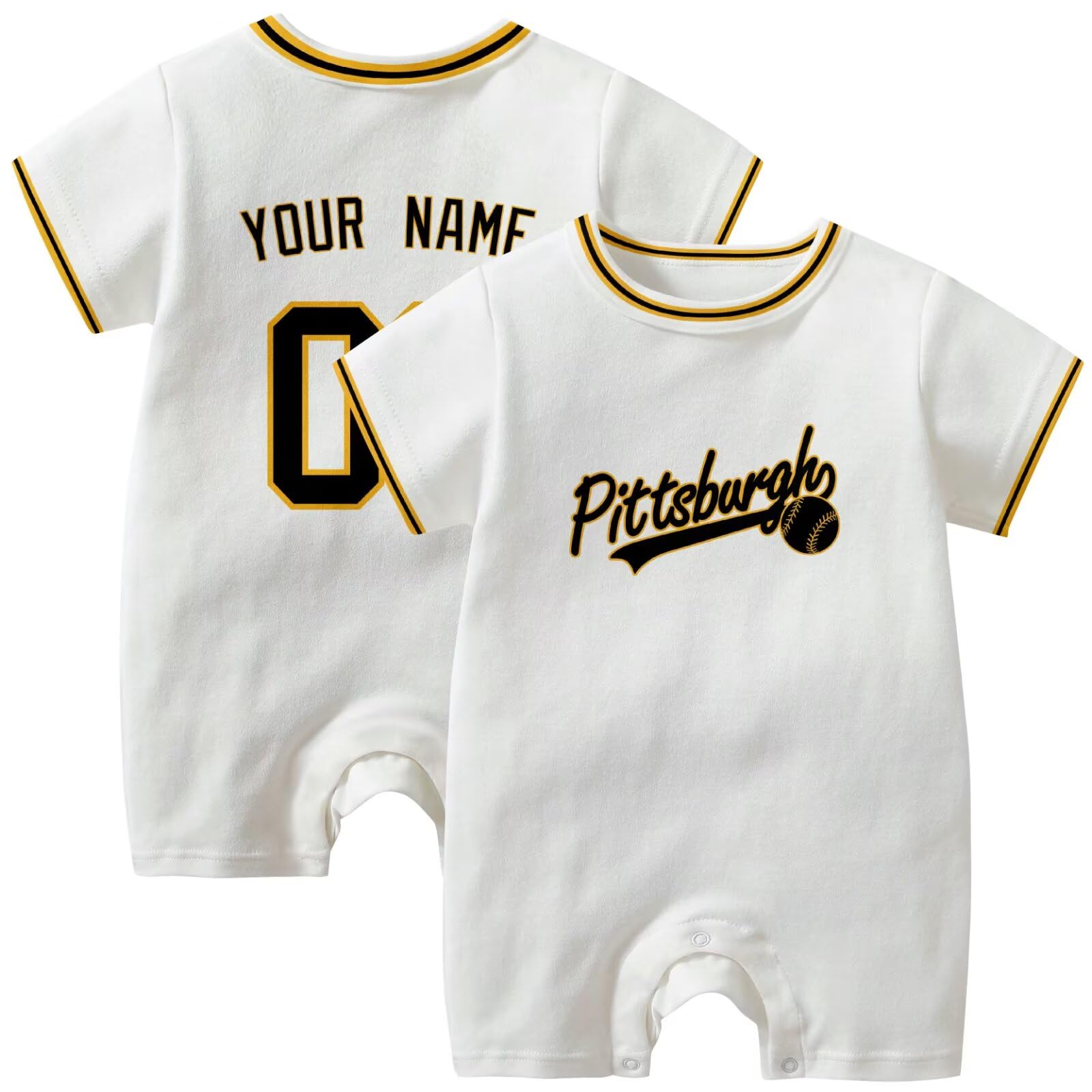 KREDE Baby Clothes Unisex White Bodysuit Rompers Custom Name Number for Baby Boys