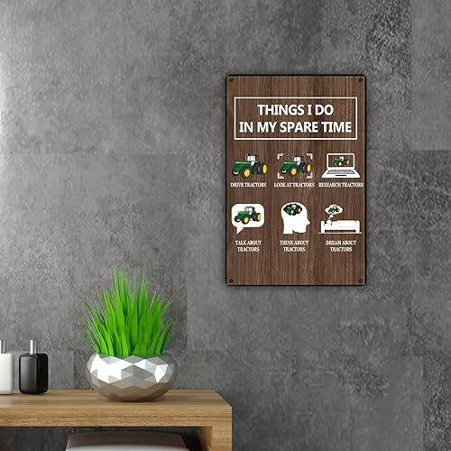 Miniatura 3 de QIONGQI Letrero de metal con texto en inglés "Things I Do in My Spare Time" Tractors para decoración del hogar, regalos para decoración del hogar