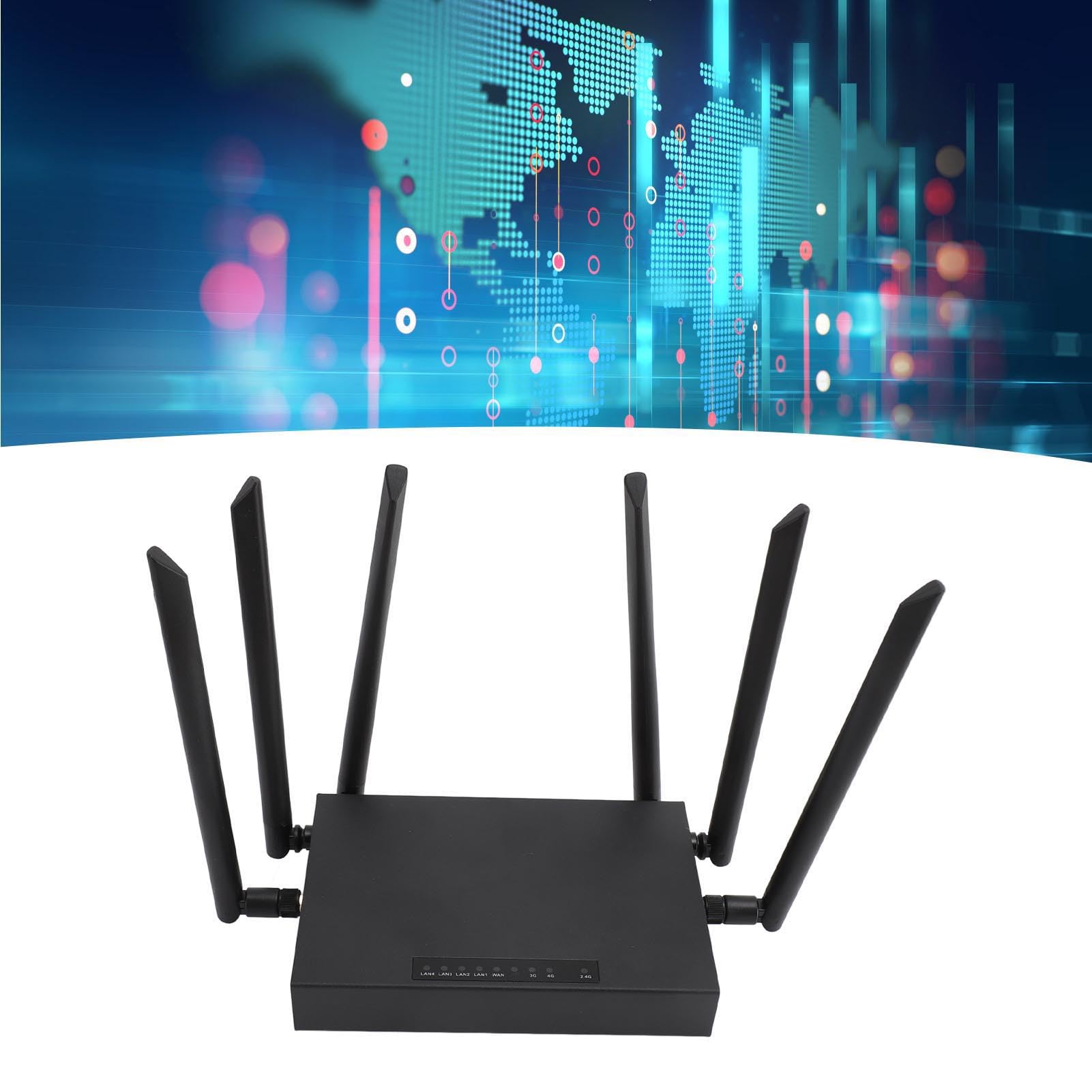 Tangxi Dispositivo Hotspot da 300 Mbps, Modem Router 4G LTE Sbloccato con Slot per Scheda SIM, 6 Antenne Ad Alto Guadagno, Router WiFi Mobile per Ufficio (Spina Europea)