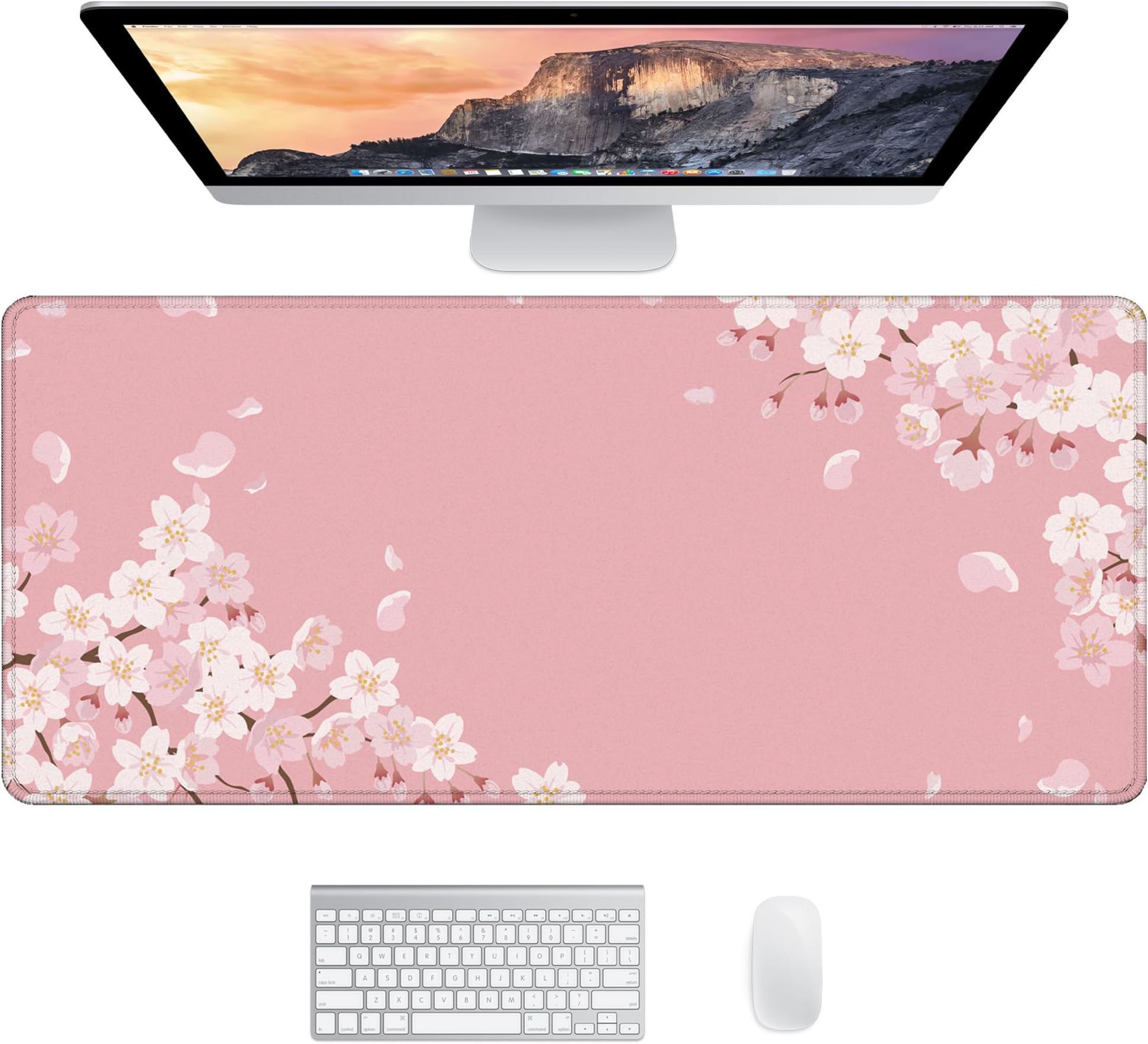 Mouse Pad, XXL Desk Mat - Japanese Cherry Blossom, Smooth Surface, Anti-Slip Rubber Base, Protective, Stylish, 90 x 40cm