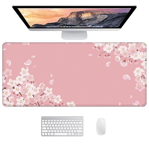 JJ PRIME - Grand Tapis De Souris XXL Gaming | Tapis Souris Gaming | Tapis De Souris Gaming pour PC | Tapis De Bureau sous Main Bureau XXL | Tapis De Souris Rose Mouse Pad 90x40cm (Sakura) - Sakura