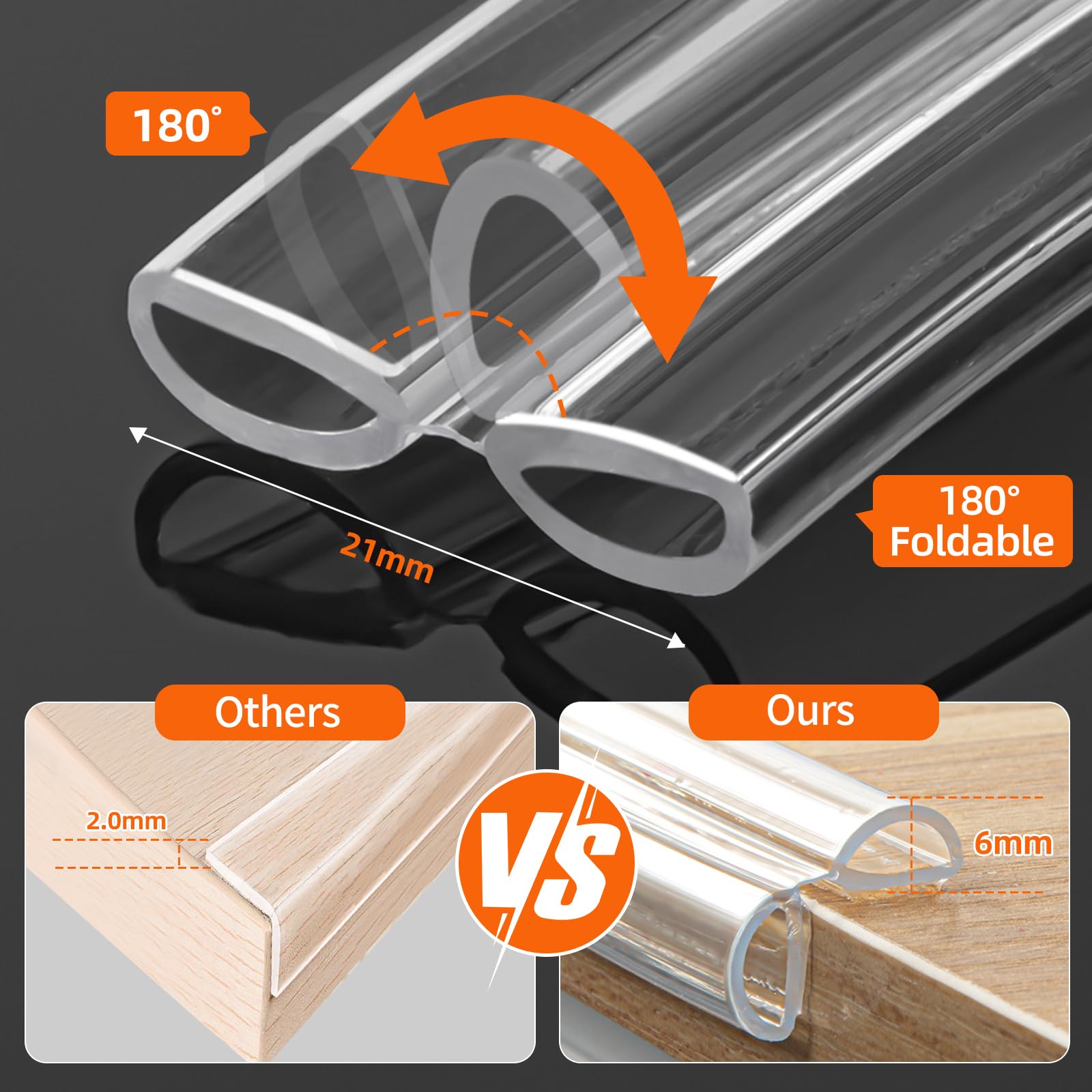 Paraspigoli Per Bambini - 6 Metri Di Nastro In Gomma Autoadesiva + 8 Protezioni Angolari Trasparenti - Foto 7