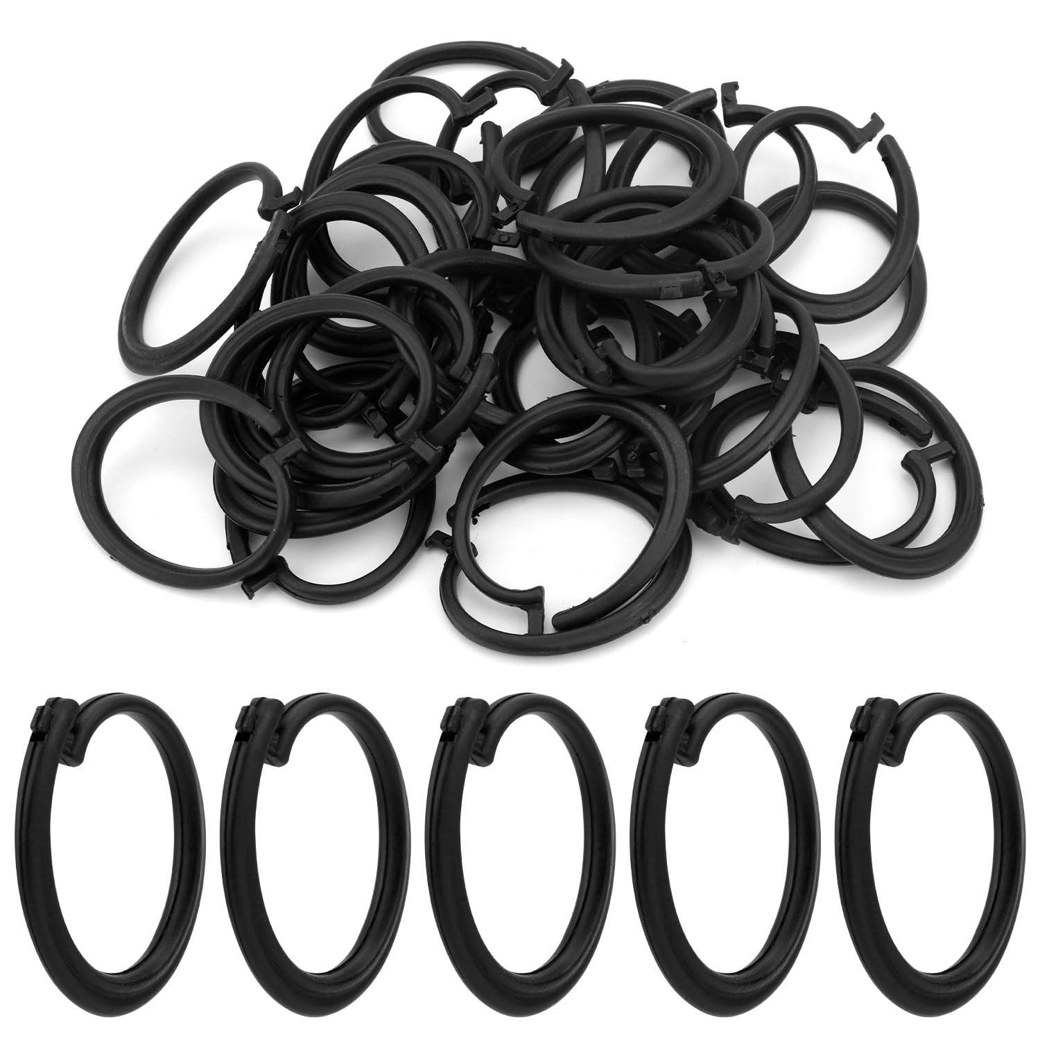 Lot De 50 Crochets En Plastique Pour Rideaux De Tonnelle/gazebo - Noir, Rond, 4.9x4.1 Cm - Installation Sans Outil