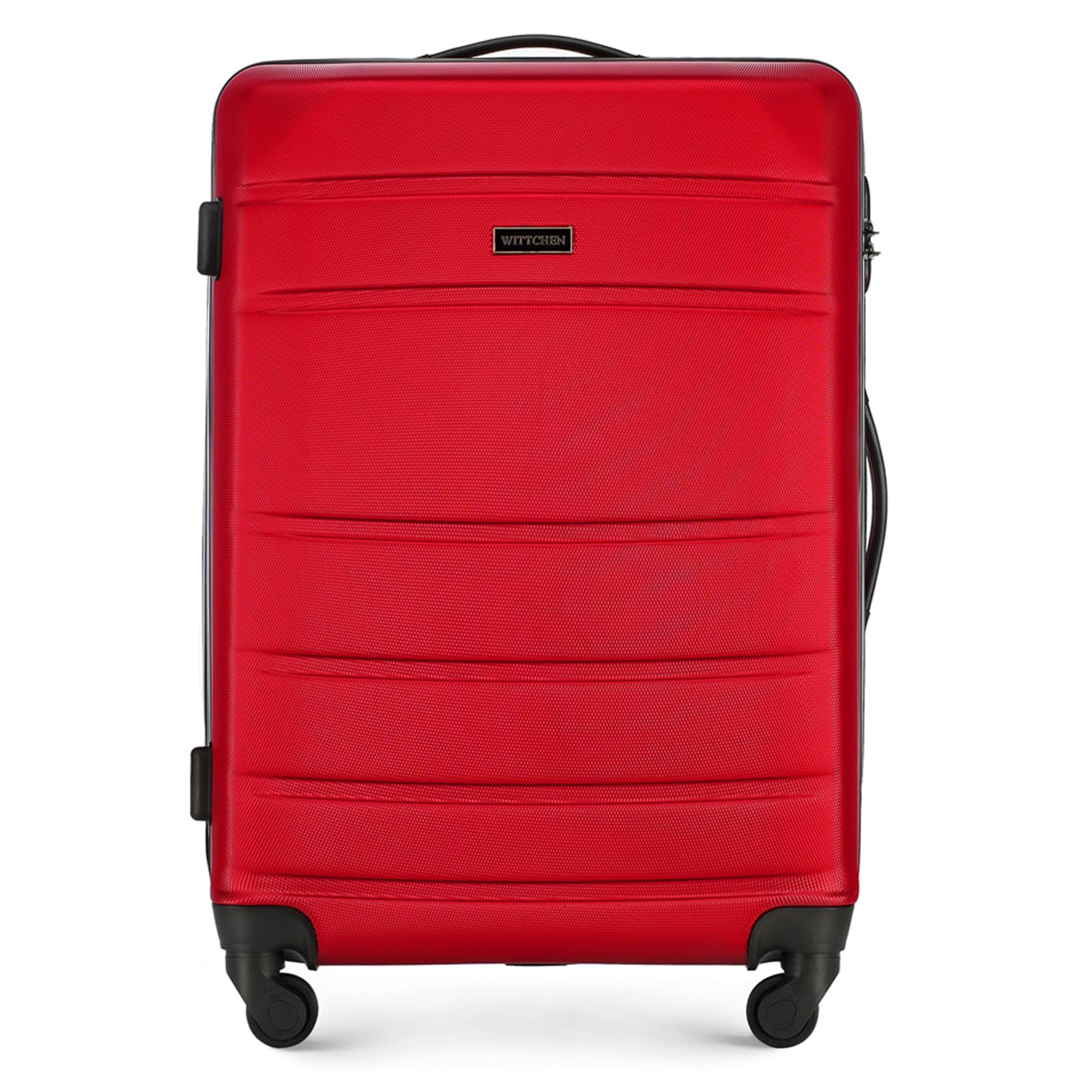 WITTCHEN Maleta Mediana Trolley de Viaje de ABS con 4 Ruedas giratorias Cerradura de combinación Asa telescópica Globe Line Rojo Ryanair/Vueling/Iberia/easyJet/Iberia Express/Air Europa