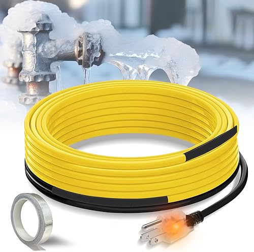 YeloDeer Cable de calor de tubería para protección contra congelación de tuberías de agua, cinta térmica autorregulable para tuberías de metal y