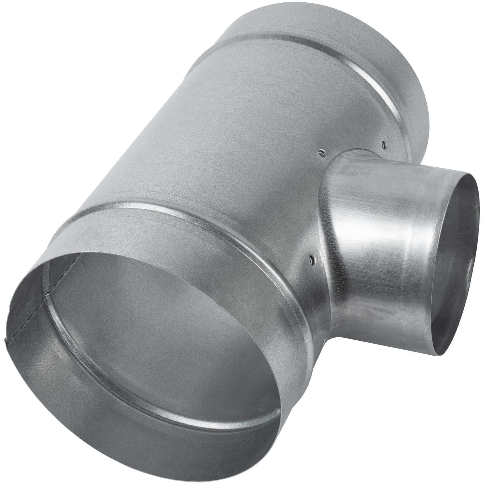 Divisor de conducto en forma de T de 90° de diámetro de 6 x 6 x 4 pulgadas - Adaptador de montaje de metal de 3 vías - Acero galvanizado - Conector de manguera de conducto redondo - para
